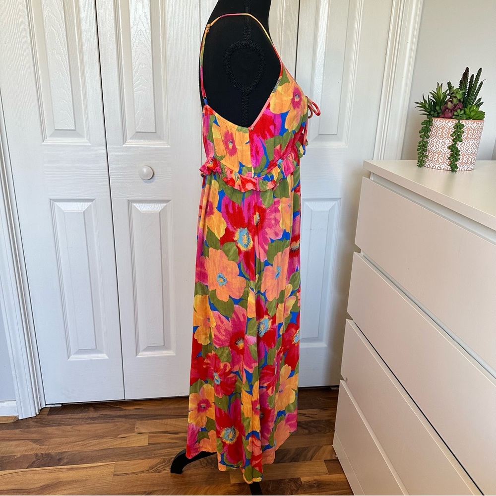 Billabong Rebel Heart Floral Spaghetti Strap Midi Dress V-Neck Women’s Size XXL - Picture 3 of 12